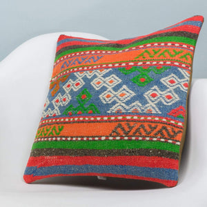 Anatolian Multi Color Kilim Pillow Cover 16x16 3645 - kilimpillowstore
 - 2