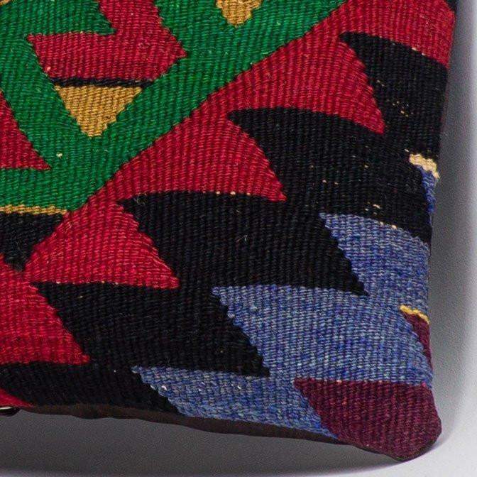 Chevron Multi Color Kilim Pillow Cover 16x16 3272 - kilimpillowstore
 - 3