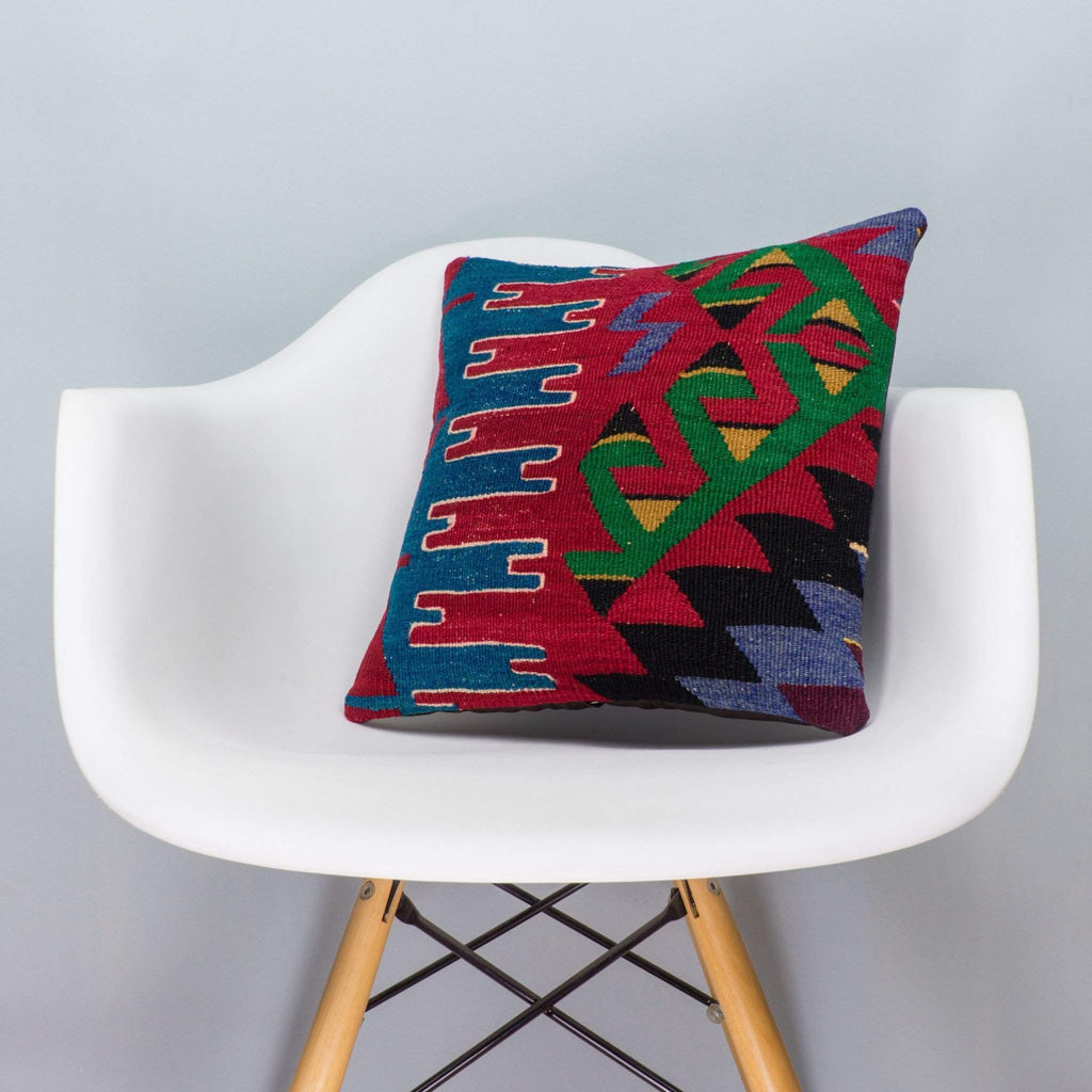 Chevron Multi Color Kilim Pillow Cover 16x16 3272 - kilimpillowstore
 - 1