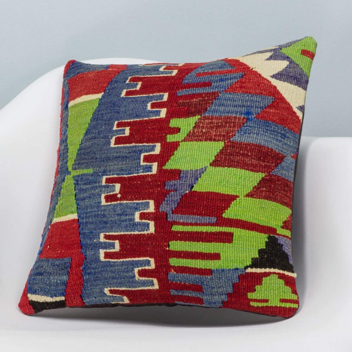 Chevron Multi Color Kilim Pillow Cover 16x16 3275 - kilimpillowstore
 - 2