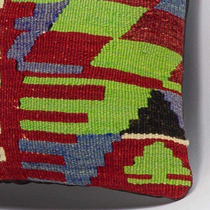 Chevron Multi Color Kilim Pillow Cover 16x16 3275 - kilimpillowstore
 - 3