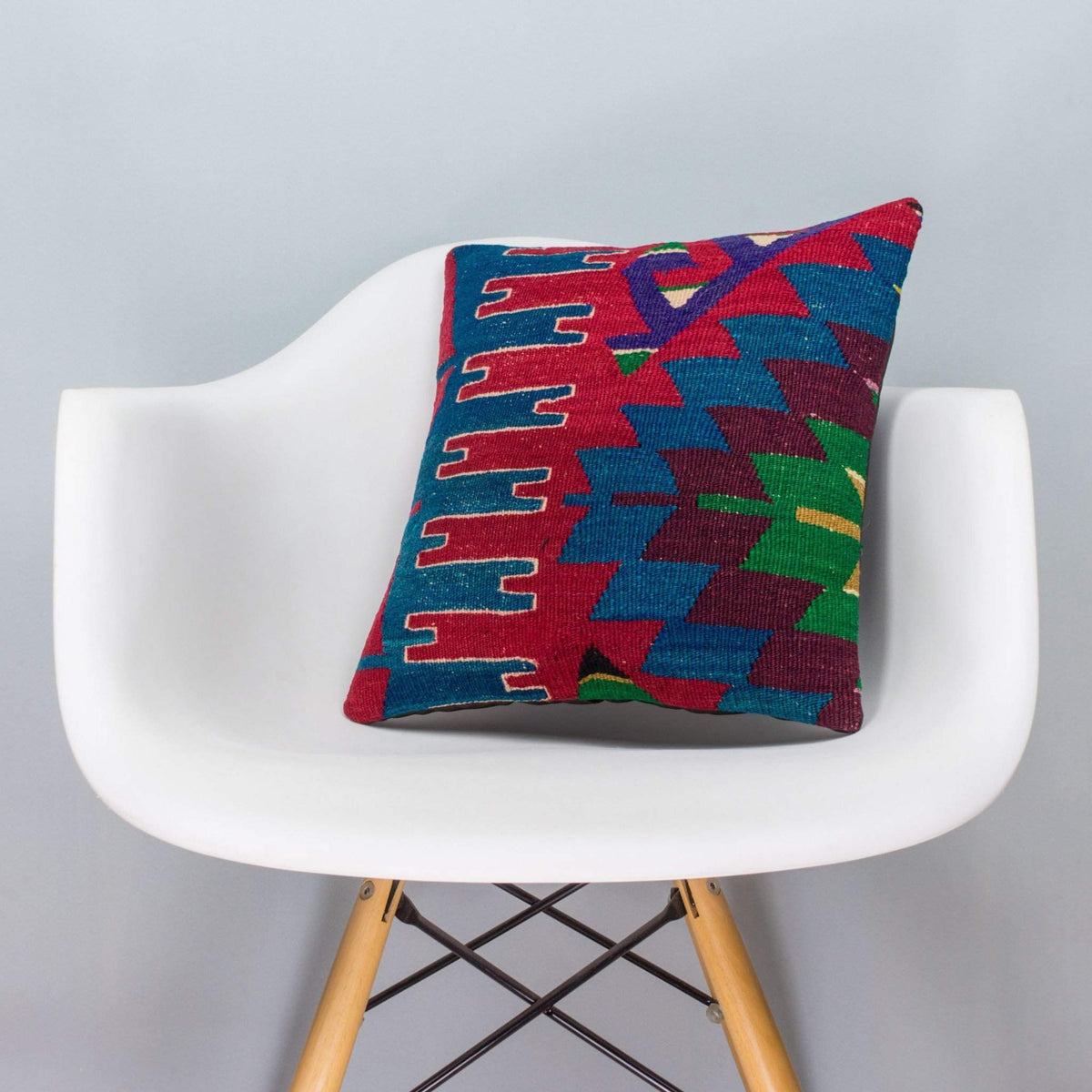 Chevron Multi Color Kilim Pillow Cover 16x16 3277 - kilimpillowstore
 - 1