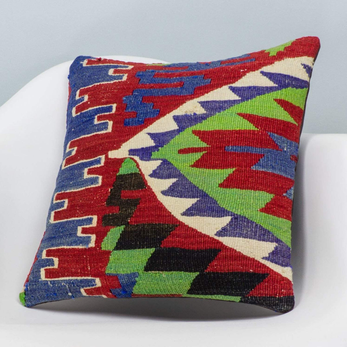 Chevron Multi Color Kilim Pillow Cover 16x16 3284 - kilimpillowstore
 - 2