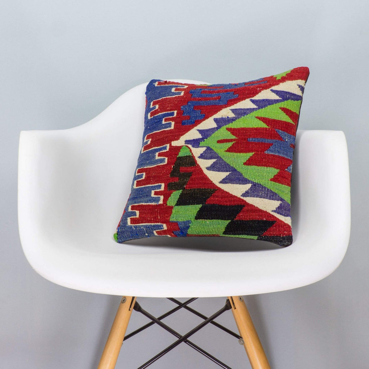 Chevron Multi Color Kilim Pillow Cover 16x16 3284 - kilimpillowstore
 - 1