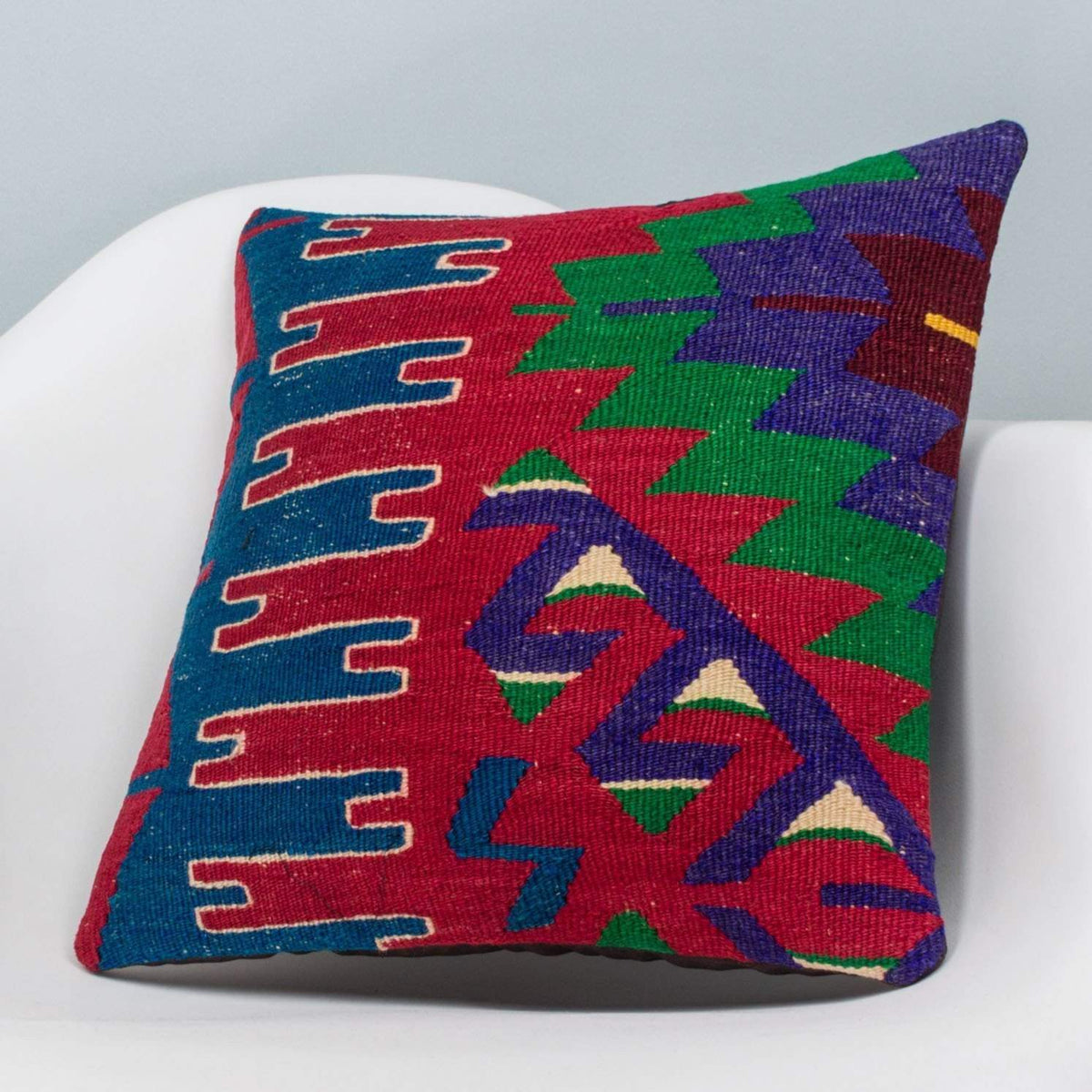 Chevron Multi Color Kilim Pillow Cover 16x16 3287 - kilimpillowstore
 - 2