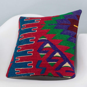 Chevron Multi Color Kilim Pillow Cover 16x16 3287 - kilimpillowstore
 - 2