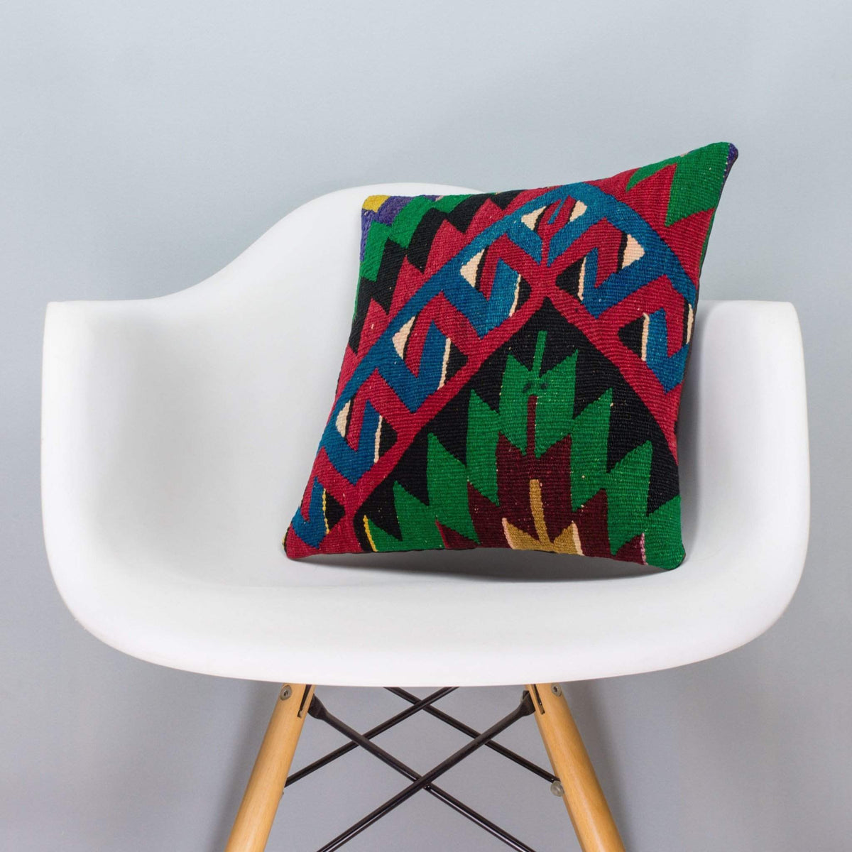 Chevron Multi Color Kilim Pillow Cover 16x16 3290 - kilimpillowstore
 - 1