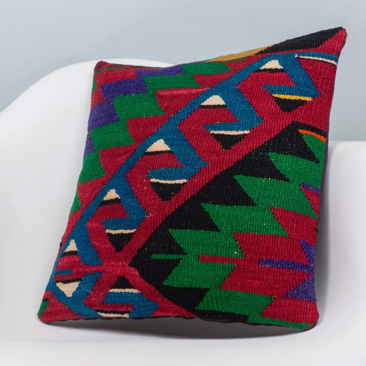 Chevron Multi Color Kilim Pillow Cover 16x16 3291 - kilimpillowstore
 - 2
