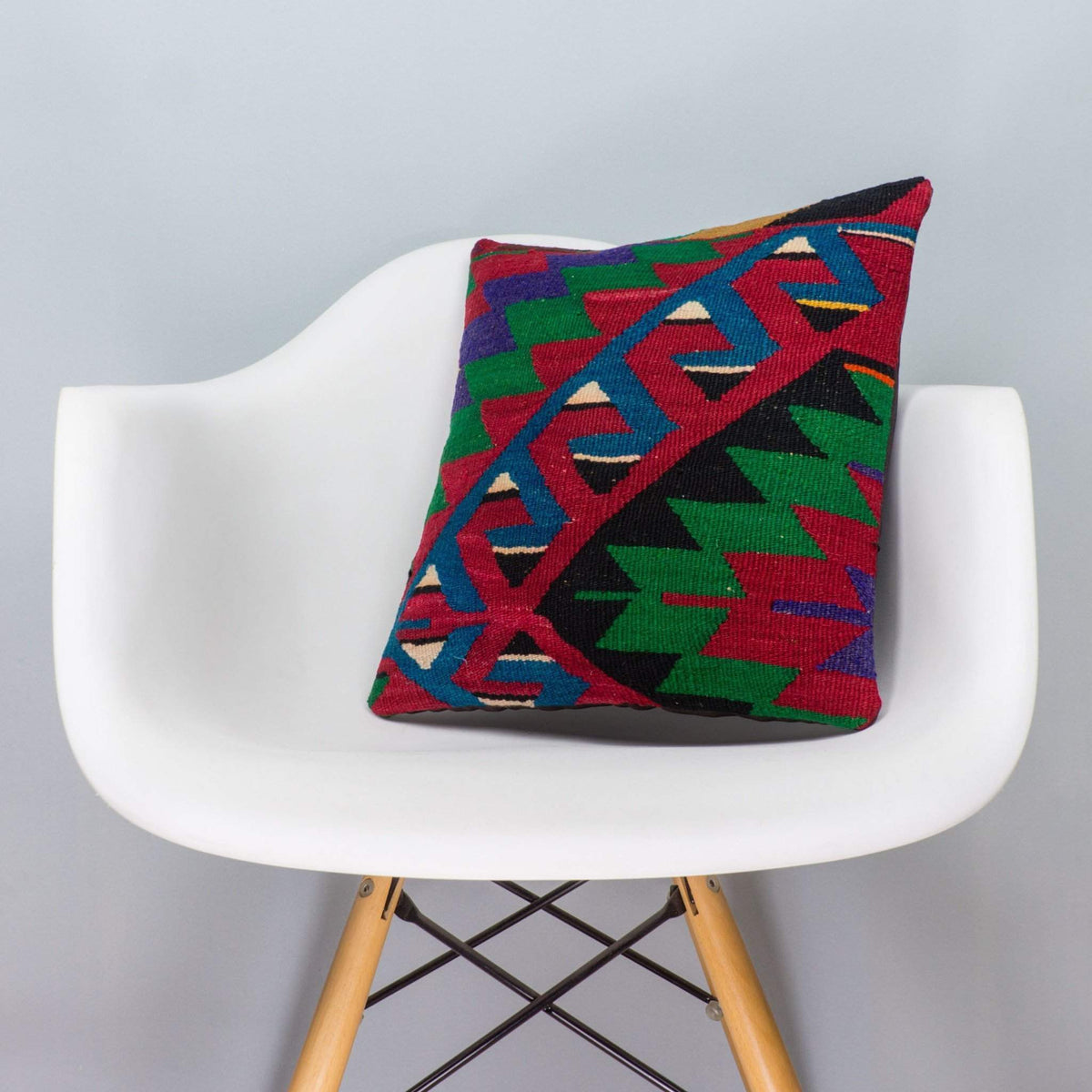 Chevron Multi Color Kilim Pillow Cover 16x16 3291 - kilimpillowstore
 - 1