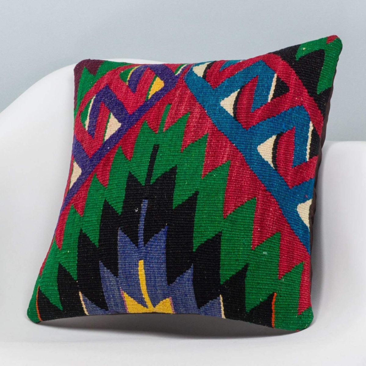 Chevron Multi Color Kilim Pillow Cover 16x16 3296 - kilimpillowstore
 - 2