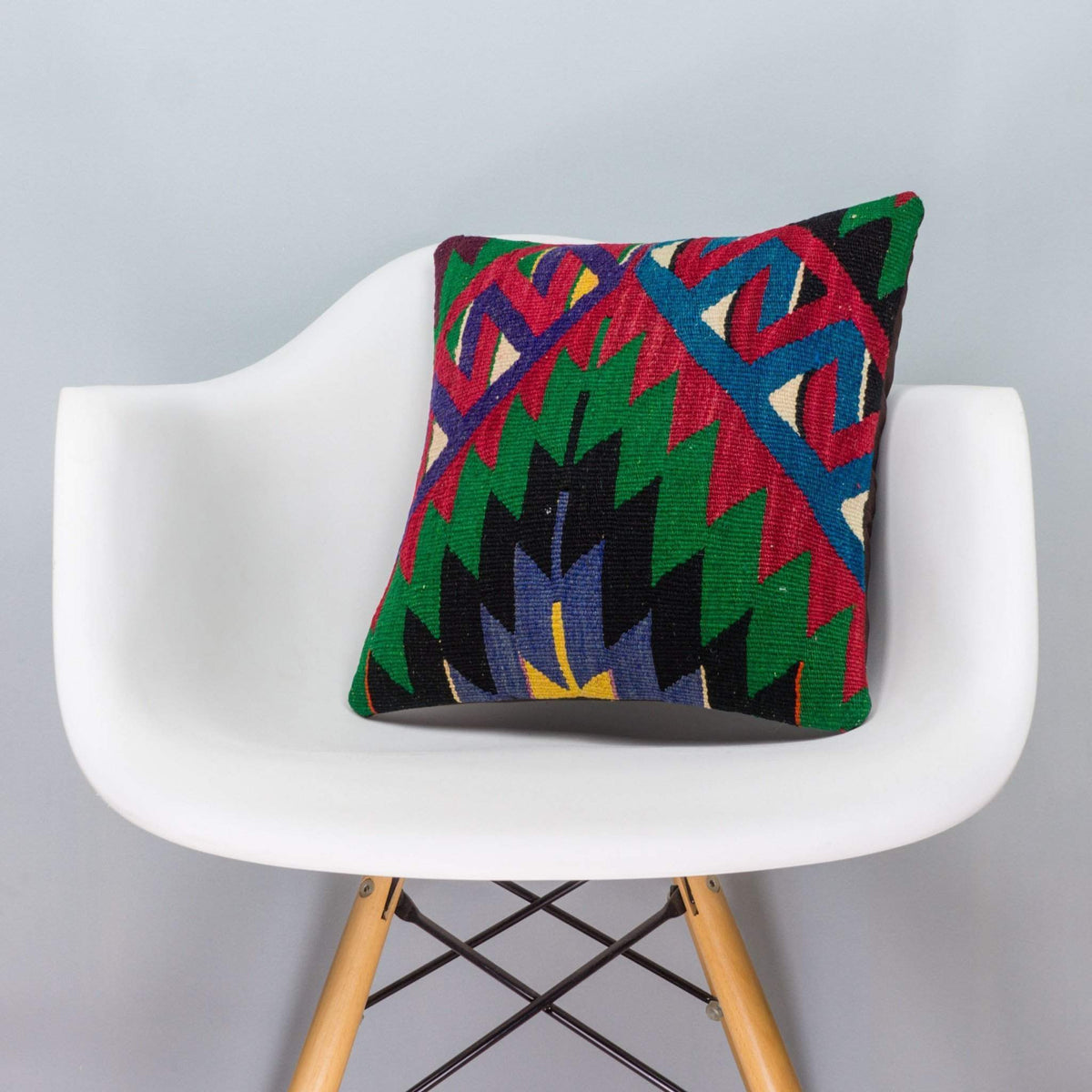 Chevron Multi Color Kilim Pillow Cover 16x16 3296 - kilimpillowstore
 - 1