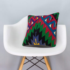 Chevron Multi Color Kilim Pillow Cover 16x16 3296 - kilimpillowstore
 - 1