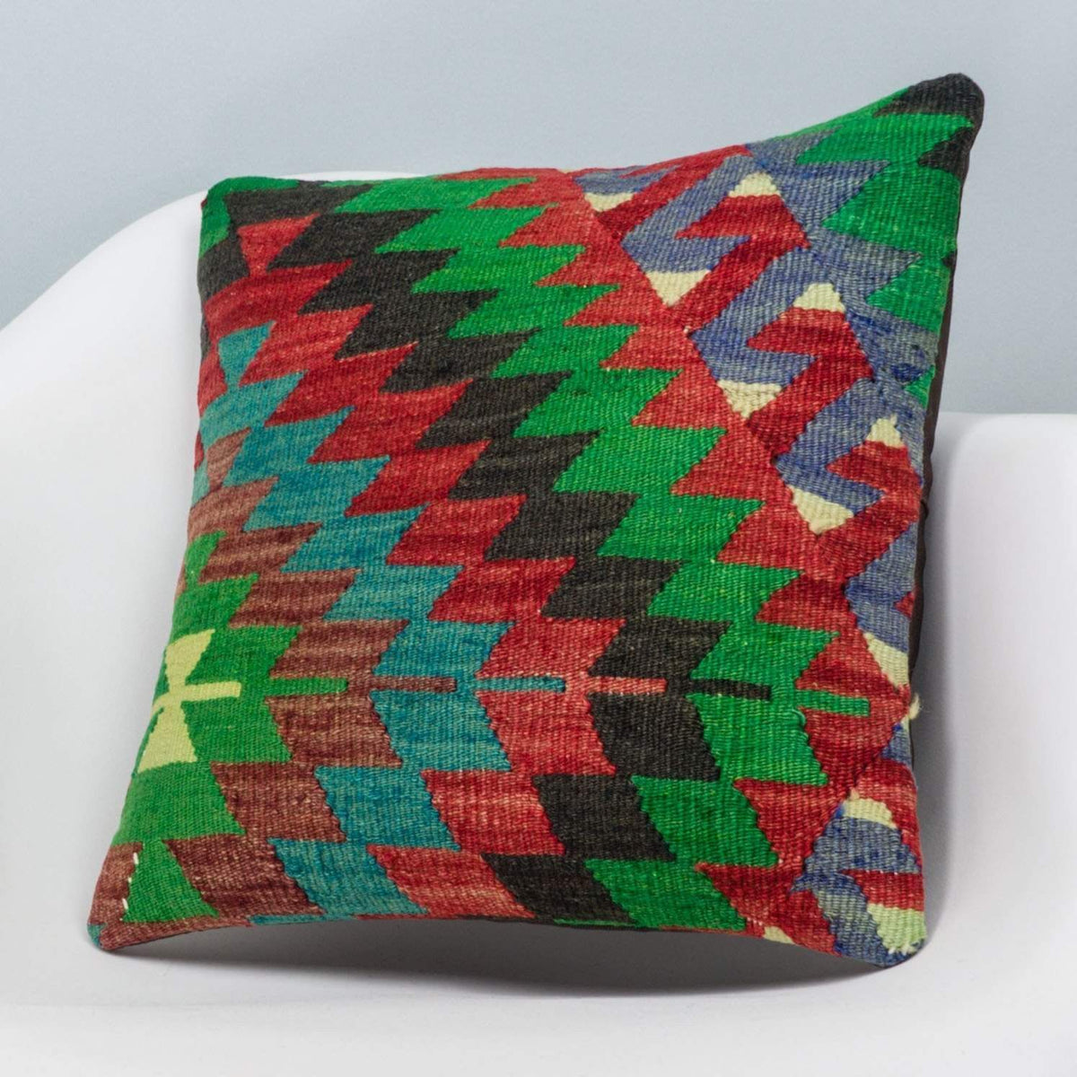 Chevron Multi Color Kilim Pillow Cover 16x16 3304 - kilimpillowstore
 - 2
