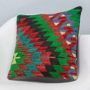 Chevron Multi Color Kilim Pillow Cover 16x16 3304 - kilimpillowstore
 - 2