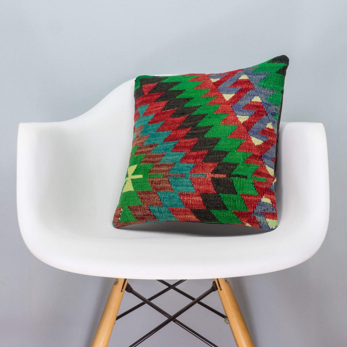 Chevron Multi Color Kilim Pillow Cover 16x16 3304 - kilimpillowstore
 - 1