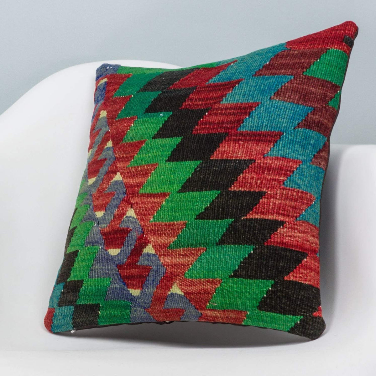 Chevron Multi Color Kilim Pillow Cover 16x16 3305 - kilimpillowstore
 - 2