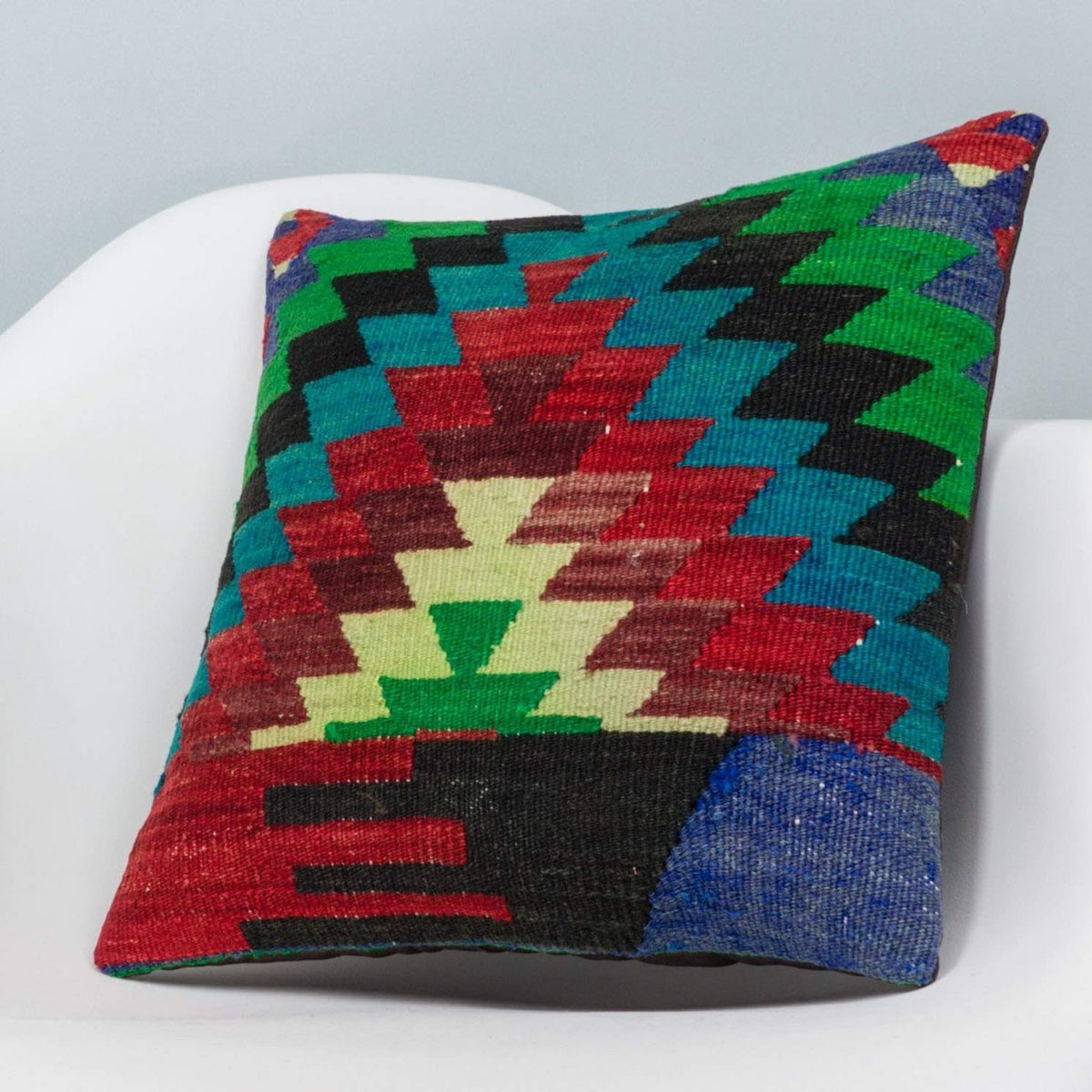 Chevron Multi Color Kilim Pillow Cover 16x16 3309 - kilimpillowstore
 - 2