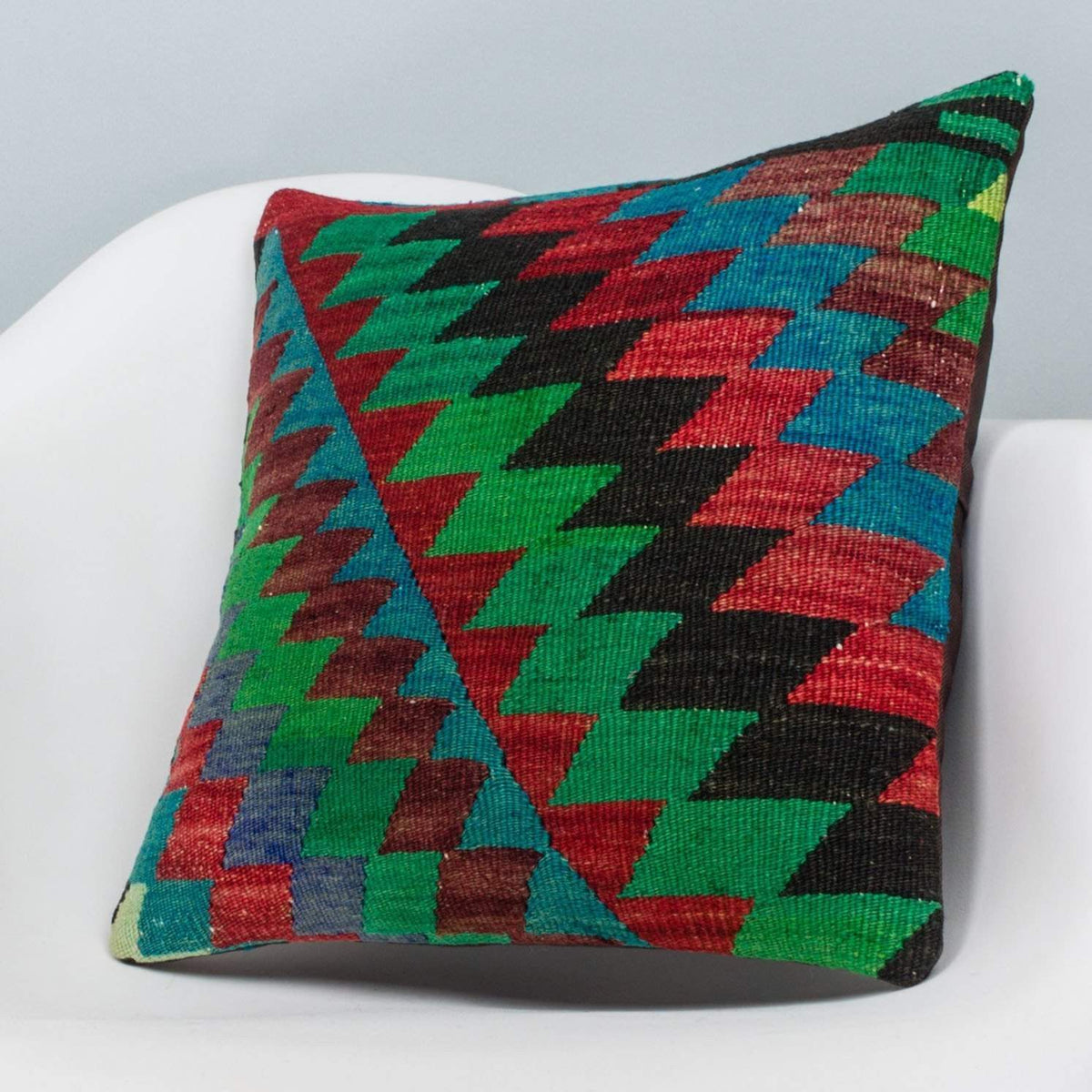 Chevron Multi Color Kilim Pillow Cover 16x16 3310 - kilimpillowstore
 - 2
