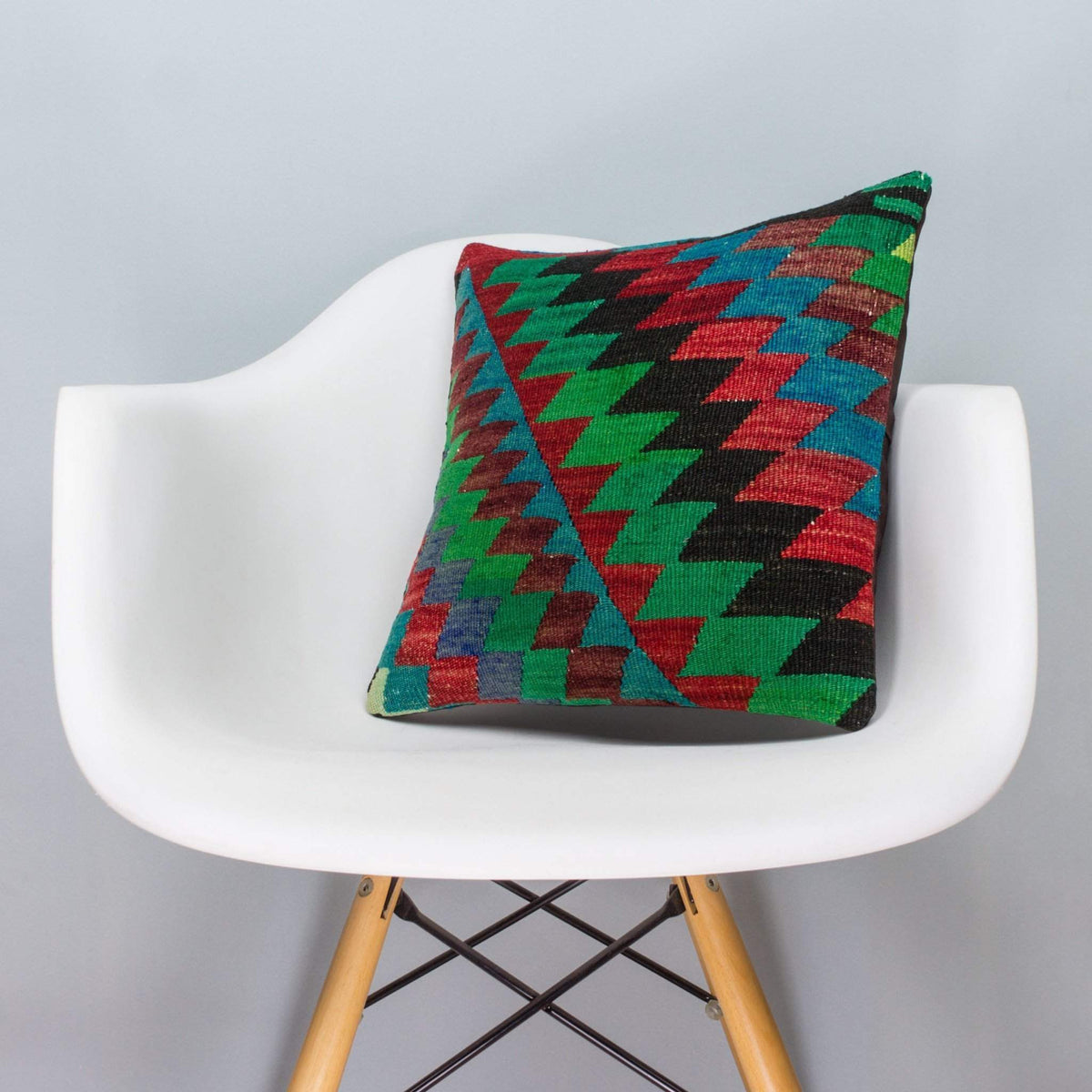Chevron Multi Color Kilim Pillow Cover 16x16 3310 - kilimpillowstore
 - 1