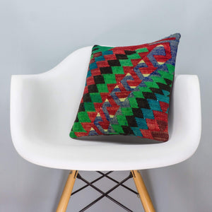 Chevron Multi Color Kilim Pillow Cover 16x16 3311 - kilimpillowstore
 - 1