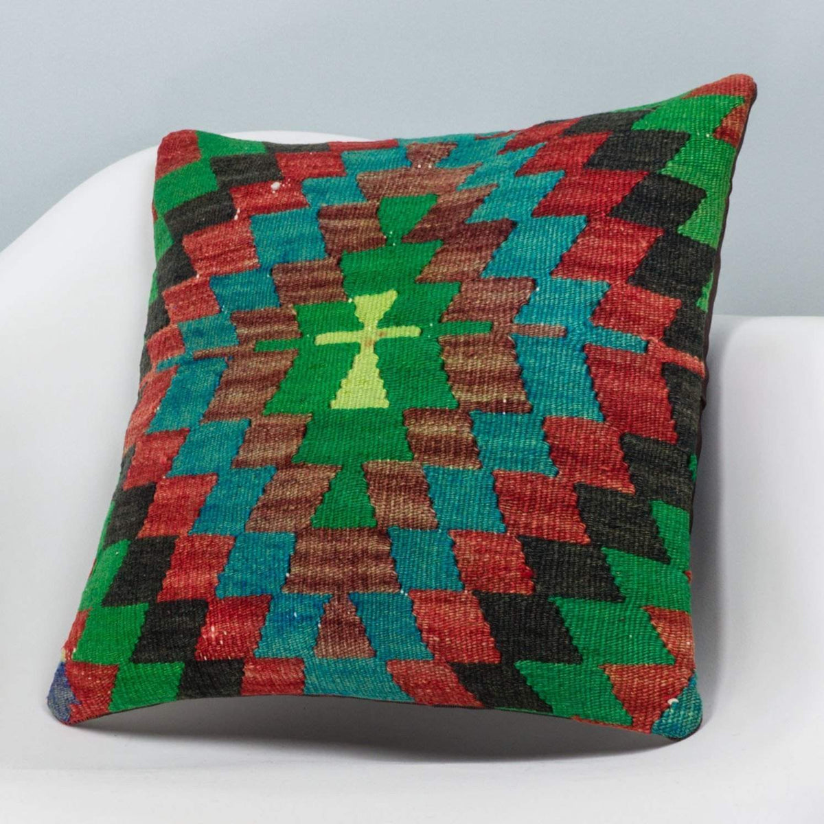 Chevron Multi Color Kilim Pillow Cover 16x16 3316 - kilimpillowstore
 - 2