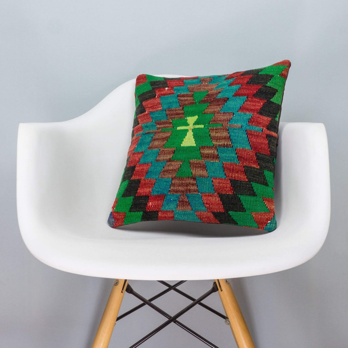Chevron Multi Color Kilim Pillow Cover 16x16 3316 - kilimpillowstore
 - 1