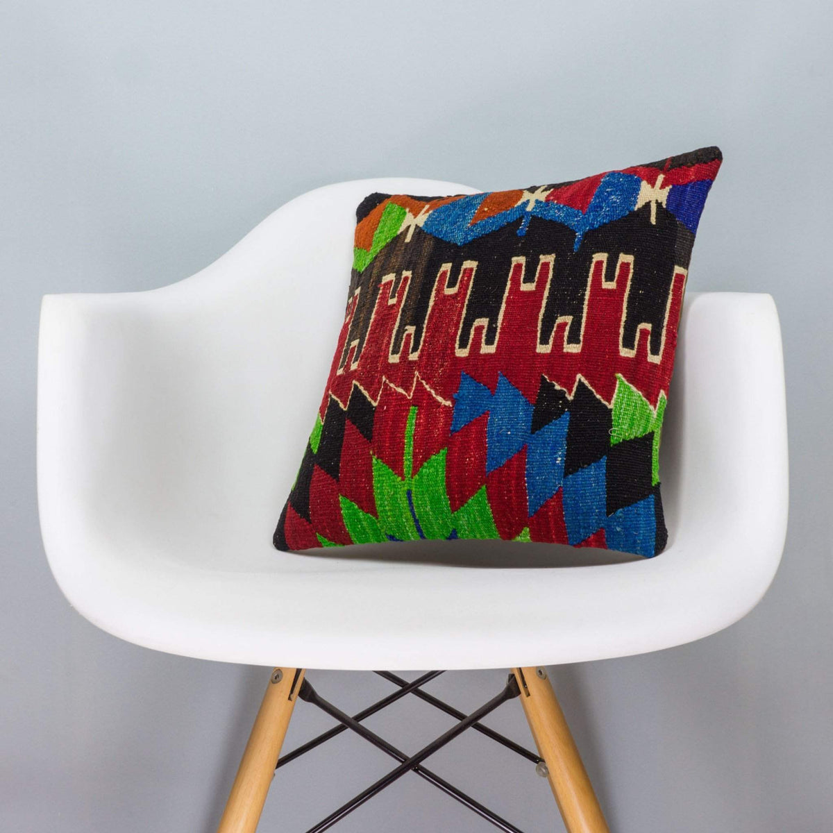 Chevron Multi Color Kilim Pillow Cover 16x16 3326 - kilimpillowstore
 - 1