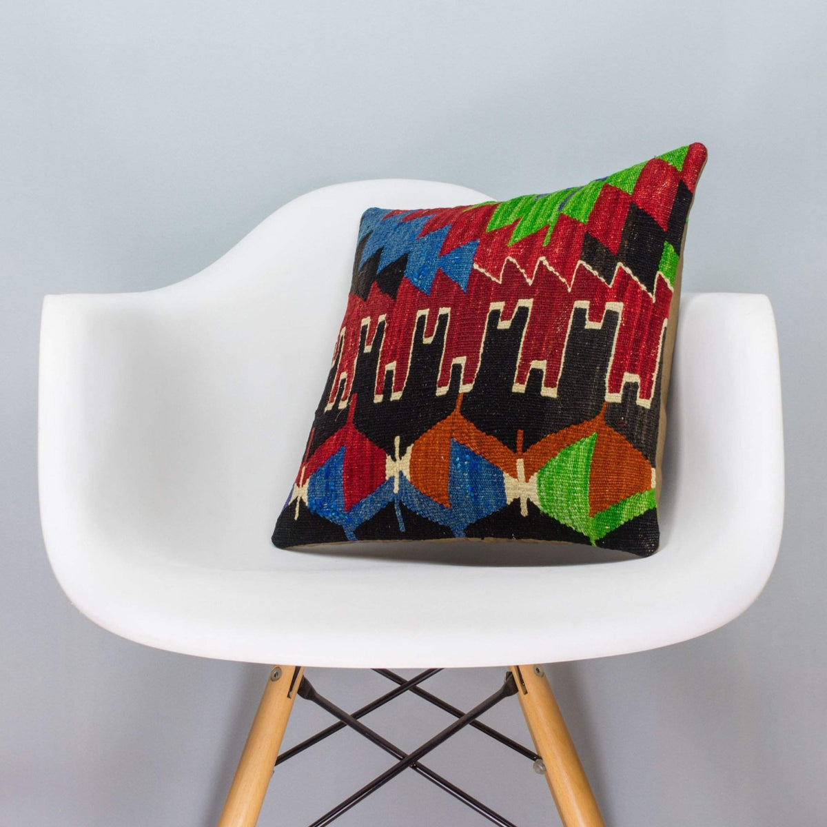 Chevron Multi Color Kilim Pillow Cover 16x16 3328 - kilimpillowstore
 - 1