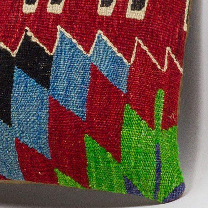 Chevron Multi Color Kilim Pillow Cover 16x16 3332 - kilimpillowstore
 - 3