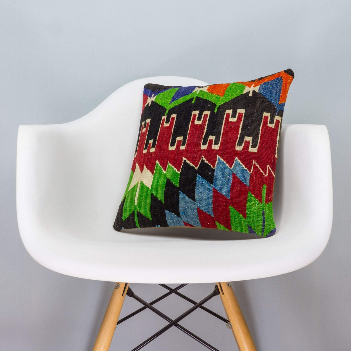 Chevron Multi Color Kilim Pillow Cover 16x16 3332 - kilimpillowstore
 - 1