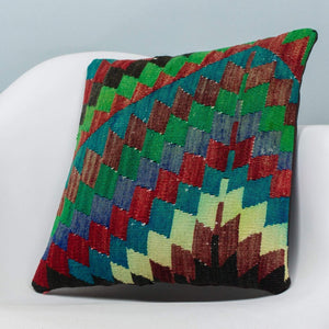 Chevron Multi Color Kilim Pillow Cover 16x16 3971 - kilimpillowstore
 - 2