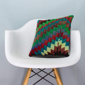 Chevron Multi Color Kilim Pillow Cover 16x16 3971 - kilimpillowstore
 - 1