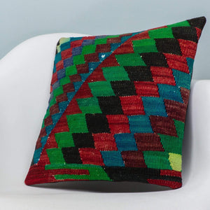 Chevron Multi Color Kilim Pillow Cover 16x16 3976 - kilimpillowstore
 - 2