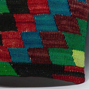 Chevron Multi Color Kilim Pillow Cover 16x16 3976 - kilimpillowstore
 - 3