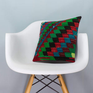 Chevron Multi Color Kilim Pillow Cover 16x16 3976 - kilimpillowstore
 - 1