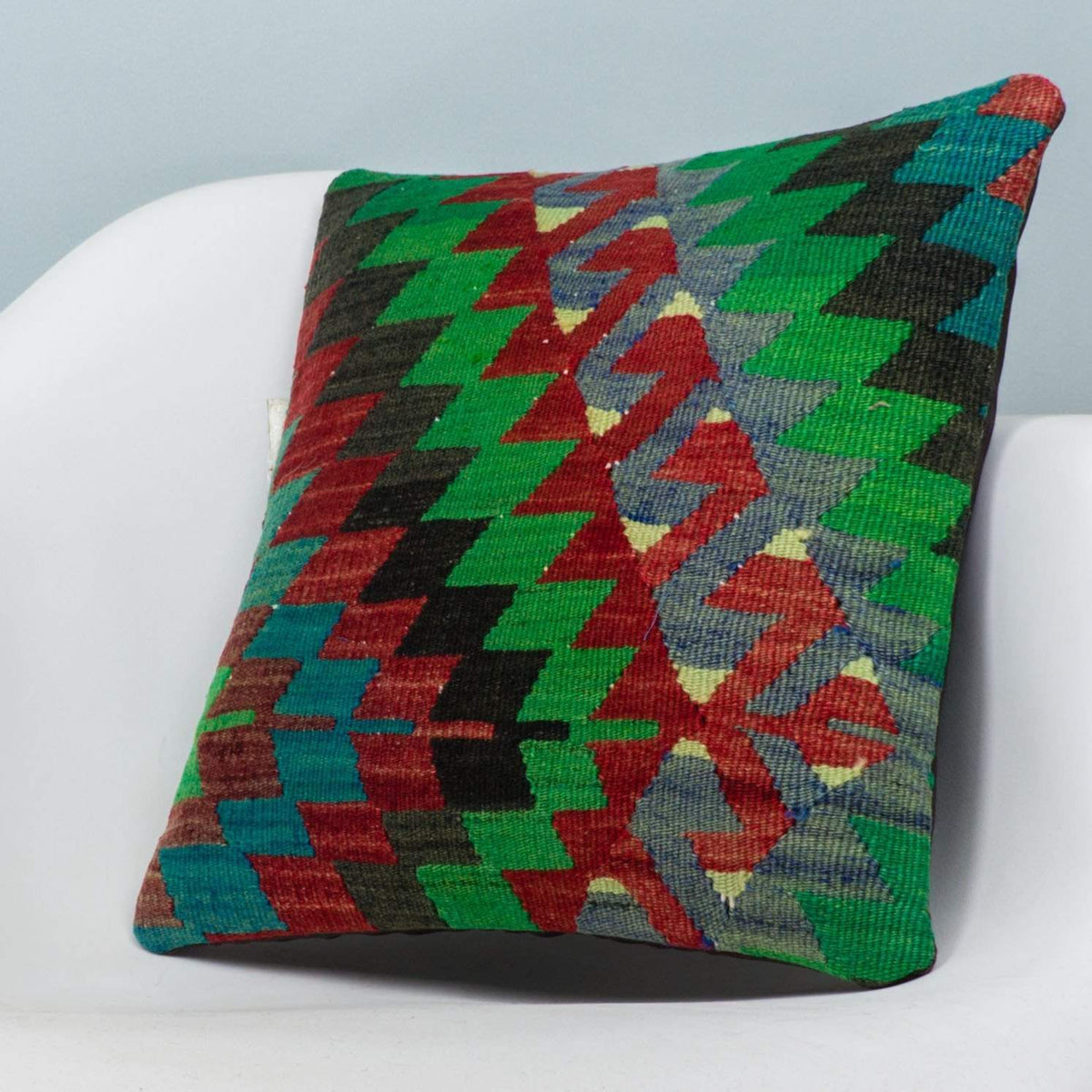 Chevron Multi Color Kilim Pillow Cover 16x16 3978 - kilimpillowstore
 - 2