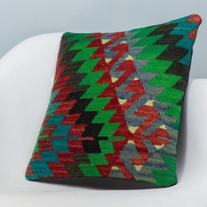 Chevron Multi Color Kilim Pillow Cover 16x16 3978 - kilimpillowstore
 - 2