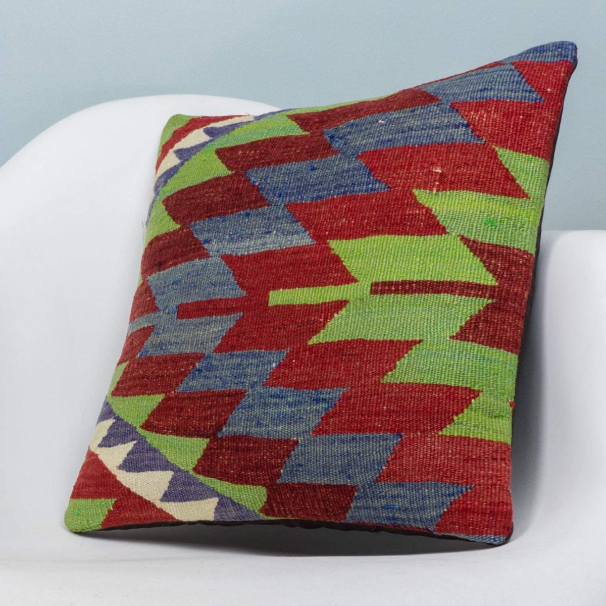 Chevron Multi Color Kilim Pillow Cover 16x16 3982 - kilimpillowstore
 - 2