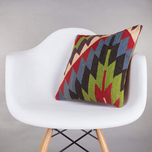 Chevron Multi Color Kilim Pillow Cover 16x16 4960 - kilimpillowstore
 - 1