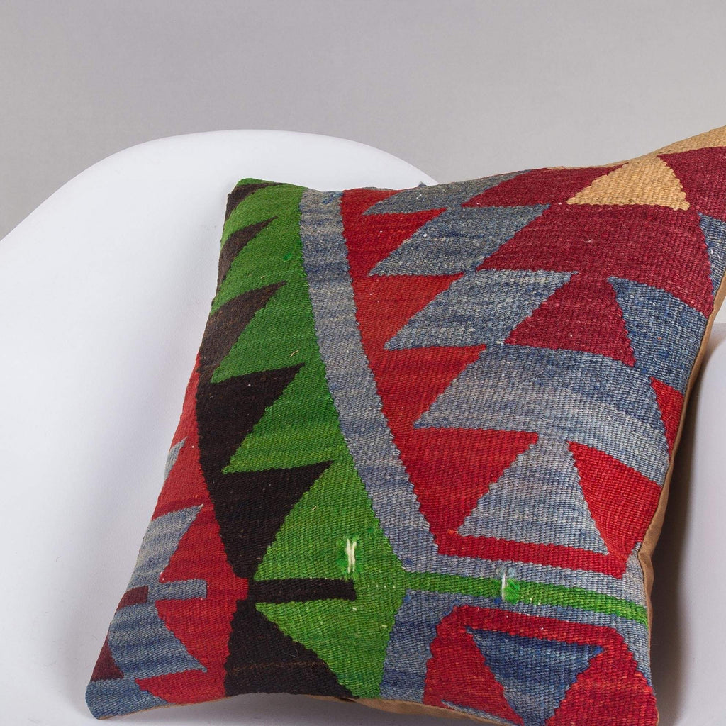 Chevron Multi Color Kilim Pillow Cover 16x16 5057 - kilimpillowstore
 - 2