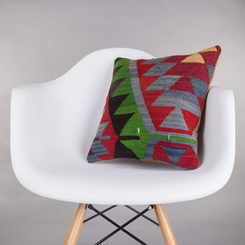 Chevron Multi Color Kilim Pillow Cover 16x16 5057 - kilimpillowstore
 - 1