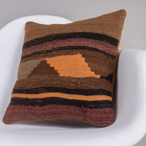 Geometric Brown Kilim Pillow Cover 16x16 4645 - kilimpillowstore
 - 2