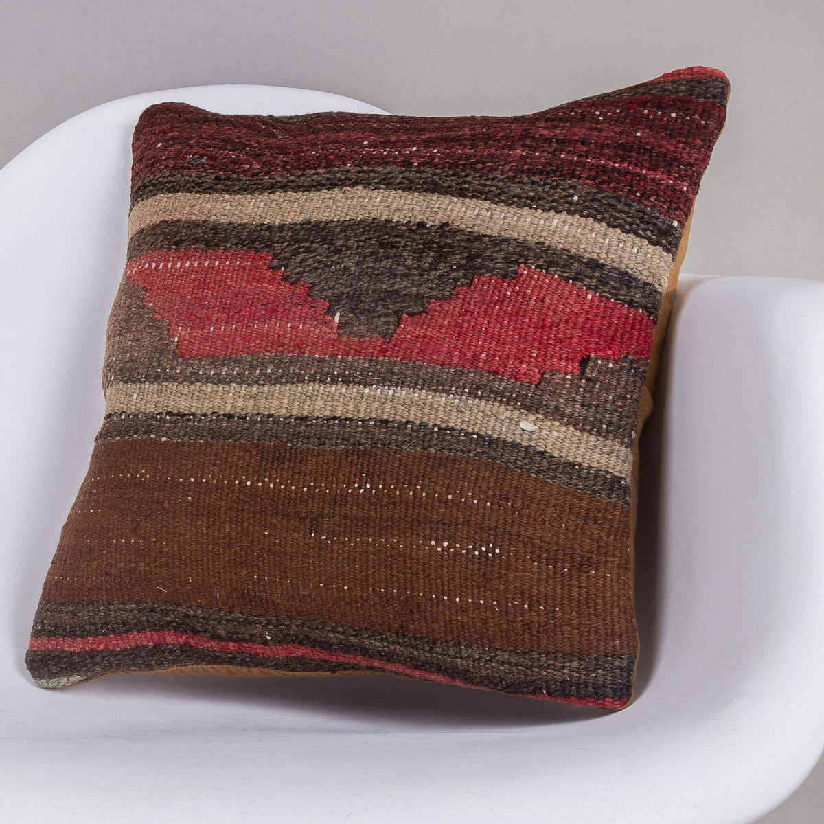 Geometric Brown Kilim Pillow Cover 16x16 4646 - kilimpillowstore
 - 2