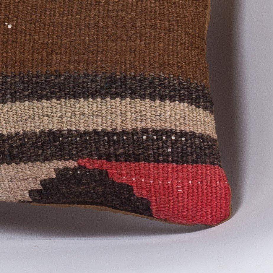 Geometric Brown Kilim Pillow Cover 16x16 4651 - kilimpillowstore
 - 3