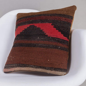 Geometric Brown Kilim Pillow Cover 16x16 4656 - kilimpillowstore
 - 2