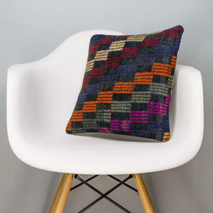 Geometric Multi Color Kilim Pillow Cover 16x16 3073 - kilimpillowstore
 - 1