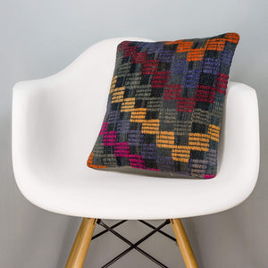 Geometric Multi Color Kilim Pillow Cover 16x16 3105 - kilimpillowstore
 - 1