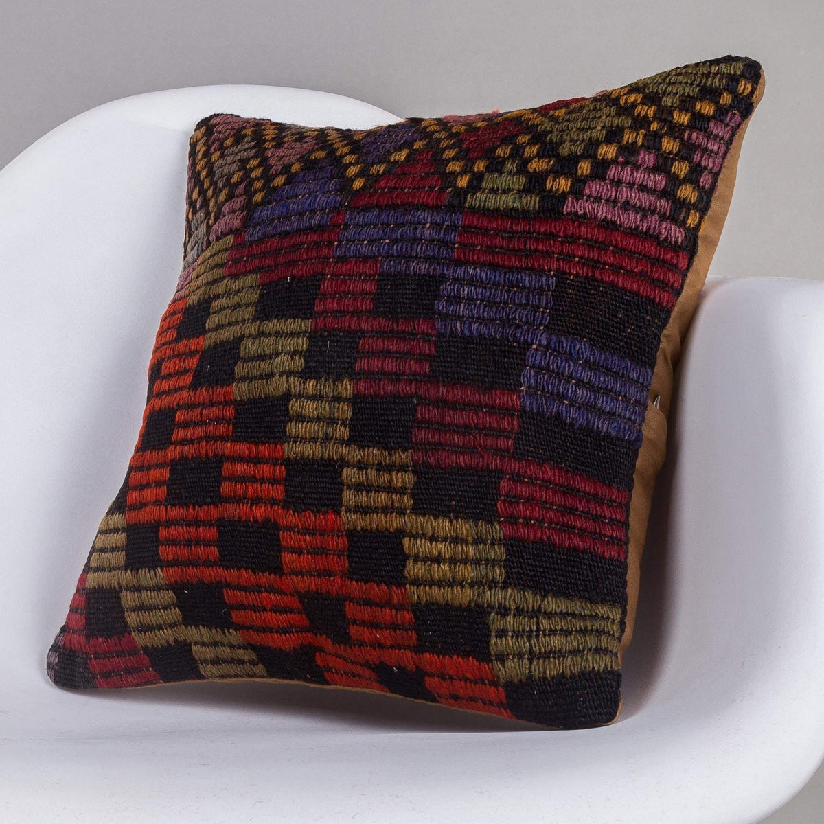 Geometric Multi Color Kilim Pillow Cover 16x16 4615 - kilimpillowstore
 - 2