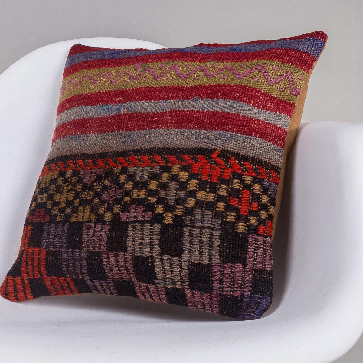 Geometric Multi Color Kilim Pillow Cover 16x16 4630 - kilimpillowstore
 - 2