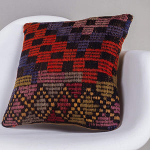Geometric Multi Color Kilim Pillow Cover 16x16 4632 - kilimpillowstore
 - 2